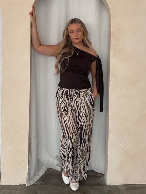 JDY Tall wide leg trousers in abstract zebra print