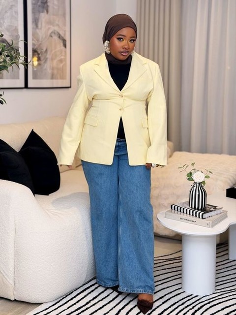 ASOS DESIGN tailored cinch waist blazer in buttermilk