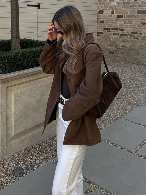 ASOS DESIGN real suede 70s jacket in brown